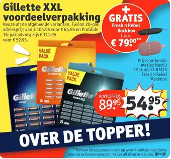 Kruidvat Gillette XXL voordeelverpakking Vouze uit de afgoboolde varianton Eucion 20 nar aanbieding