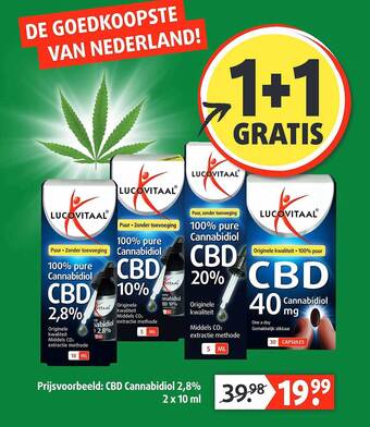 Lucovitaal Lucovitaal cbd cannabidiol 2,8% 1+1 gratis aanbieding