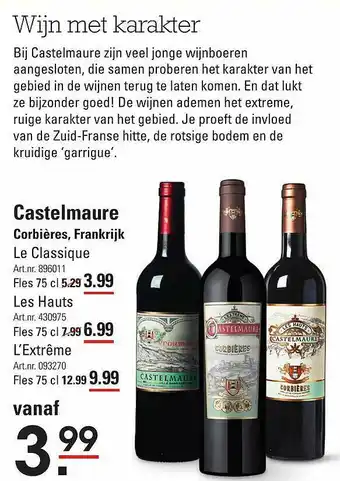 Sligro Castelmaure Le Classique, Les Hauts Of L'Extrême Corbières, Frankrijk aanbieding