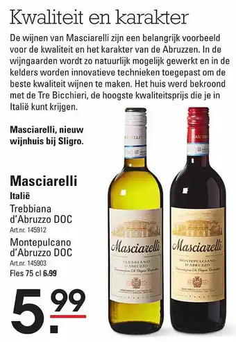 Sligro Masciarelli Trebbiana D'Abruzzo DOC Of Montepulcano D'Abruzzo DOC Italië aanbieding