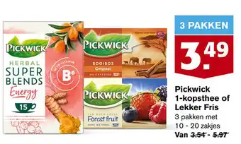 Hoogvliet Pickwick 1-kopsthee of Lekker Fris aanbieding