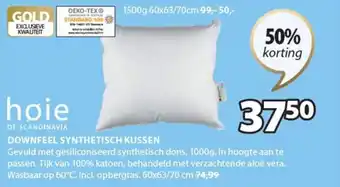 Jysk Hoie downfeel synthetisch kussen 60x63/70CM aanbieding