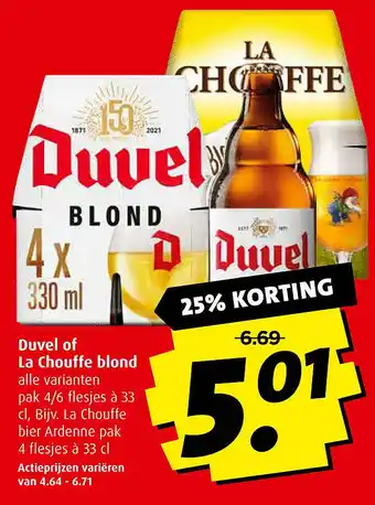 Boni Duvel of La Chouffe blond aanbieding