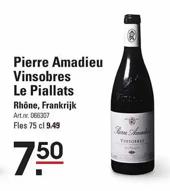 Sligro Pierre Amadieu Vinsobres Le Piallats Rhône, Frankrijk aanbieding