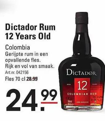 Sligro Dictador Rum 12 Years Old Colombia aanbieding