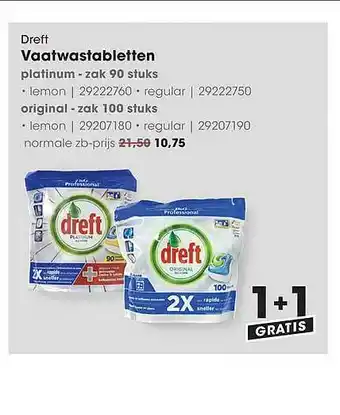 HANOS Dreft Vaatwastabletten 1+1 Gratis aanbieding