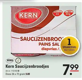 Sligro Kern Saucijzenbroodjes 72g aanbieding