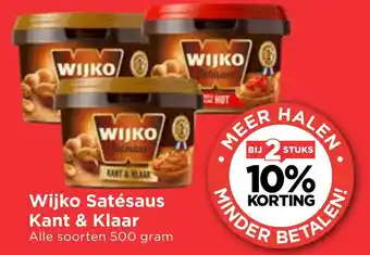 Vomar Voordeelmarkt Wijko Satésaus Kant & Klaar 500 gram aanbieding