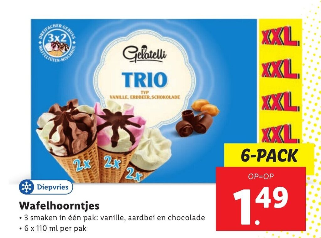 Gelatelli Trio 6*110ml aanbieding bij Lidl