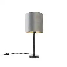 Lampenlicht.nl Moderne tafellamp zwart met kap grijs 25 cm - s... aanbieding