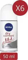 Bol.com Nivea dry comfort deodorant roller - 6 x 50 ml ... aanbieding