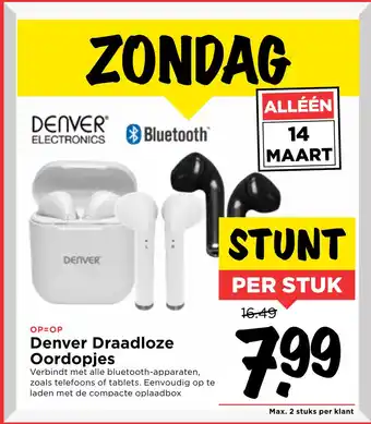 Vomar Voordeelmarkt Denver Draadloze Oordopjes Vorbin ot allo bluetoo appara aanbieding