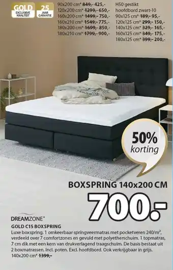 Jysk Gold c15 boxspring aanbieding