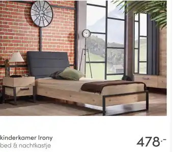 Baby & Tiener kinderkamer Irony bed & nachtkastje aanbieding