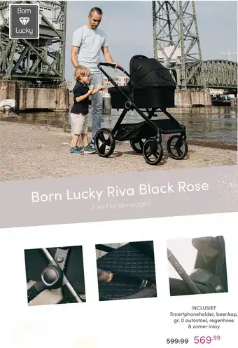 Baby & Tiener Born Lucky Riva Black Rose 3-in-1 kinderwagen aanbieding