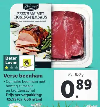 Lidl Verse beenham 100gram aanbieding