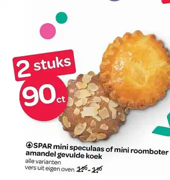 Spar Spar mini speculaas of mini roomboter amandel gevulde koek aanbieding