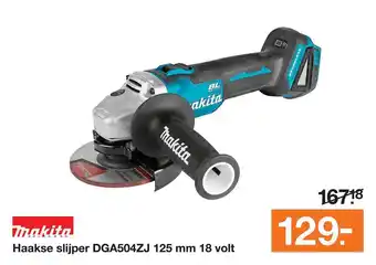 BOUWMAAT Makita haakse slijper dga504zj 125 mm 18 volt aanbieding