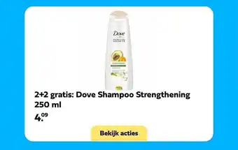 Plein.nl 2+2 gratis: dove shampoo strengthening 250 ml aanbieding