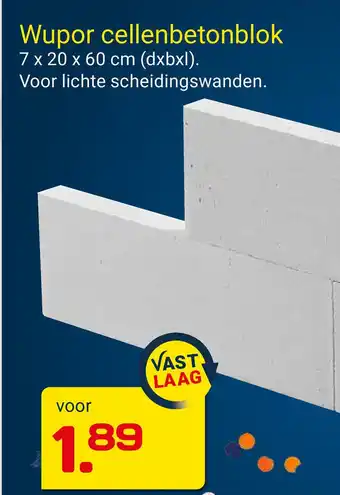 Kluswijs Wupor cellenbetonblok aanbieding