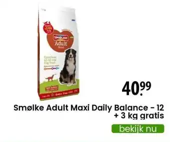 Zooplus Smølke adult maxi daily balance - 12 + 3 kg gratis aanbieding