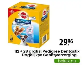 Zooplus 112 + 28 gratis! pedigree dentastix dagelijkse gebitsverzorging - multipack (28 stuks) voor kleine honden (5-10 kg) aanbieding