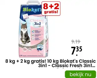 Zooplus 8 kg + 2 kg gratis! 10 kg Biokat's Classic aanbieding