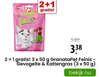 Zooplus 2 +1 gratis! 3 x 50 g GranataPet Feinis aanbieding