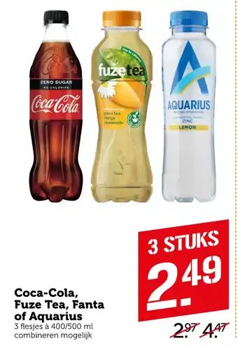 Coop Coca-Cola, Fuze Tea, Fanta of Aquarius 500ml aanbieding