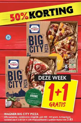 Dekamarkt Wagner Big City Pizza 1+1 Gratis 50% Korting aanbieding