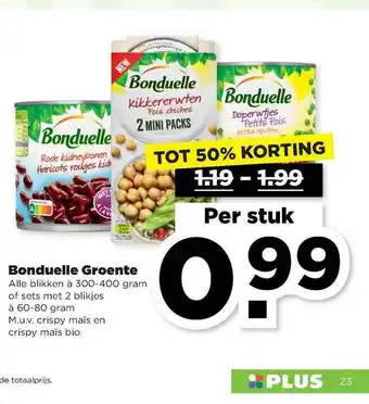 PLUS Bonduelle Groente Tot 50% Korting aanbieding