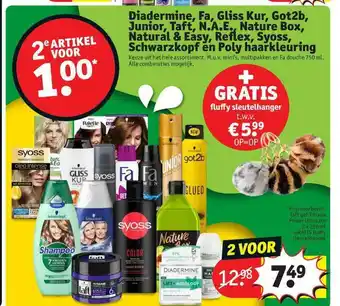 Kruidvat Diadermine, Fa, Gliss Kur, Got2b, Junior, Taft, N.A.E., Nature Box, Natural & Easy, Reflex, Syoss, Schwarzkopf En Poly Haarkl aanbieding