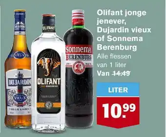 Hoogvliet Olifant Jonge Jenever, Dujardin Vieux Of Sonnema Berenburg aanbieding