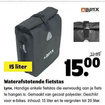 Plentyparts Waterafstotende Fietstas Lynx aanbieding