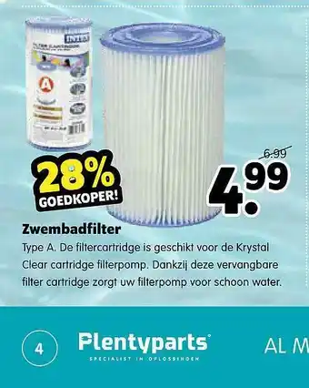 Plentyparts Zwembadfilter aanbieding