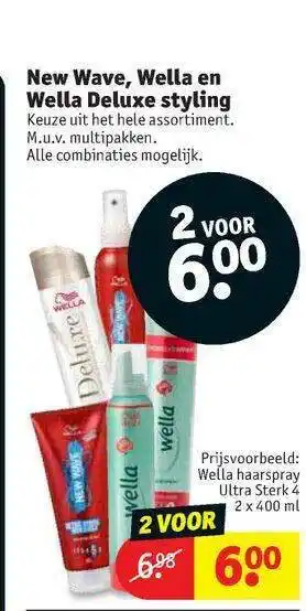 Kruidvat New Wave, Wella En Wella Deluxe Styling 400ml aanbieding