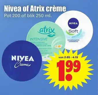 Dirk Nivea Of Atrix Crème 250ml aanbieding