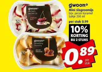 Boni Gwoon Mini Slagroomijs 10% Korting Bij 2 Stuks aanbieding