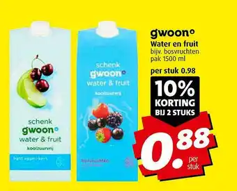 Boni Gwoon Water En Fruit 10% Korting Bij 2 Stuks aanbieding