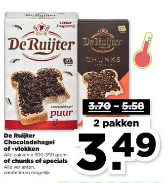 PLUS De Ruijter Chocoladehagel Of -vlokken Of Chunks Of Specials aanbieding