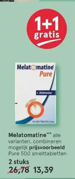 Etos Melatomatine Pure 500 Smelttabletten 1+1 Gratis aanbieding