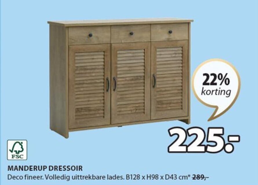 Manderup dressoir B128xH98xD43CM aanbieding bij Jysk