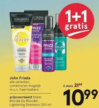 Etos John Frieda 1+1 Gratis aanbieding