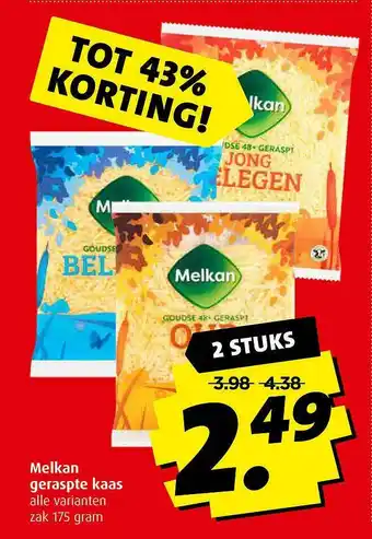 Boni Melkan Geraspte Kaas Tot 43% Korting aanbieding