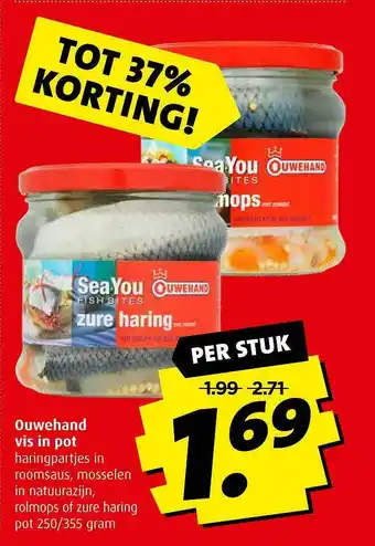 Boni Ouwehand Vis In Pot Haringpartjes In Roomsaus, Mosselen In Natuurazijn, Rolmops Of Zure Haring Tot 37% Korting aanbieding