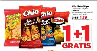 PLUS Alle Chio Chips 1+1 Gratis aanbieding