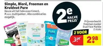 Kruidvat Simple, Bioré, Freeman En Kruidvat Pure aanbieding