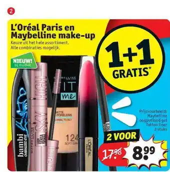 Kruidvat L'Oréal Paris En Maybelline Make-Up 1+1 Gratis aanbieding