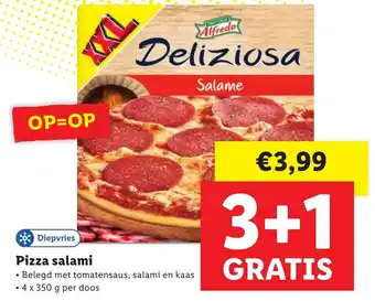 Lidl Alfredo Pizza Salami 4*350g aanbieding