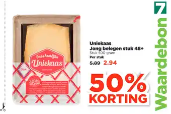 PLUS Uniekaas Jong belegen stuk 48+ 500gram aanbieding